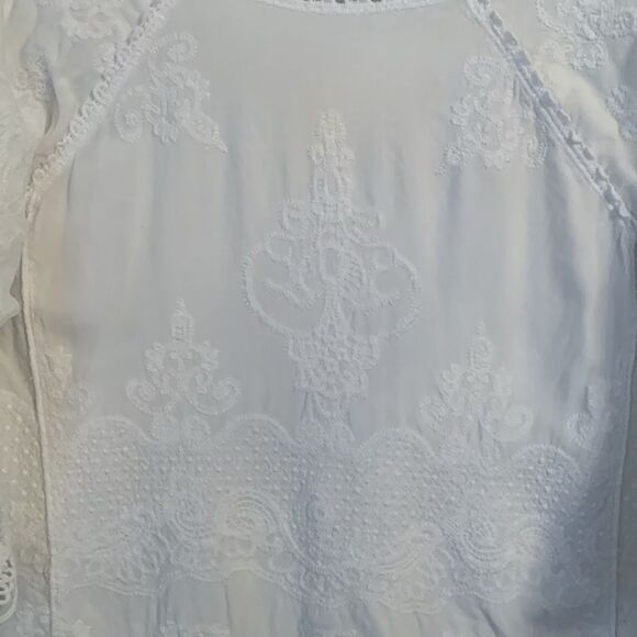 Spiaggia Dolce White Lace Embroidered Cold Shoulder Blouse Women's Size M - Picture 7 of 10